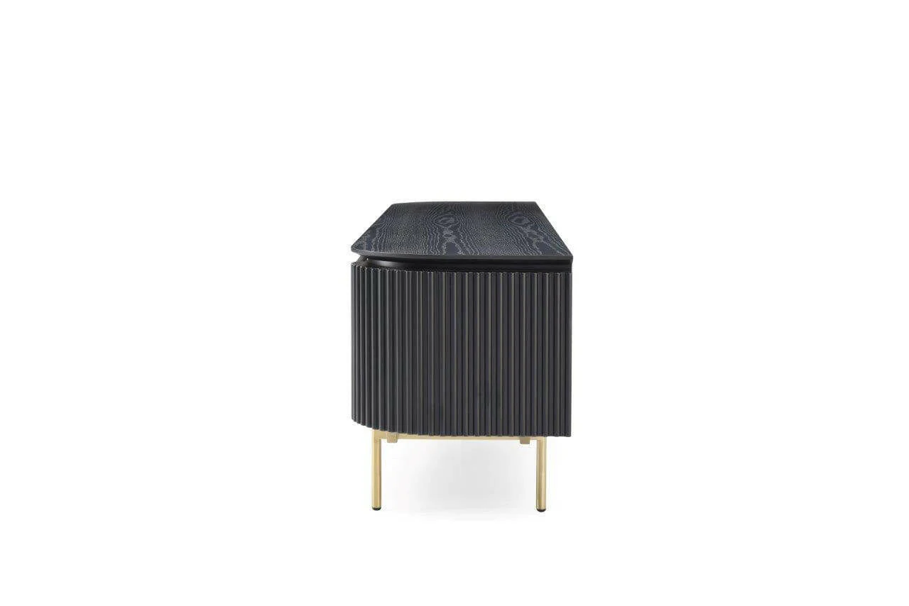 Lantine TV Unit - Black Oak & Brass OUTLET - Image 8
