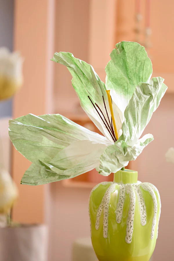 Artificial flower 32x32x120 cm LOEK paper green+light green - Image 4