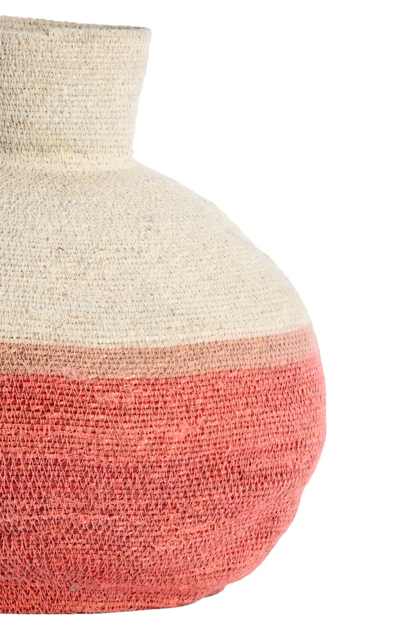 Basket 32x37,5 cm BISIRA seagrass natural+pink - Image 2