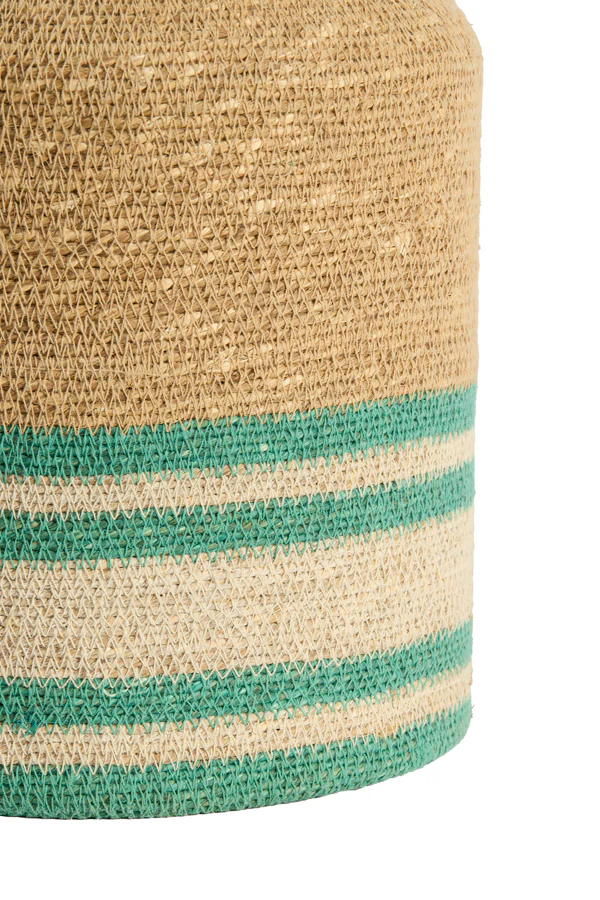Basket S/2 25x32,5+33x37 cm BETANIA seagrass nat+turquoise - Image 4
