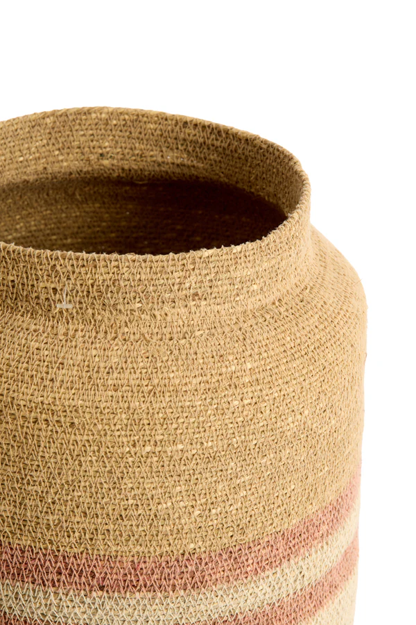 Basket S/2 25x32,5+33x37 cm BETANIA seagrass naturl+l pink - Image 5