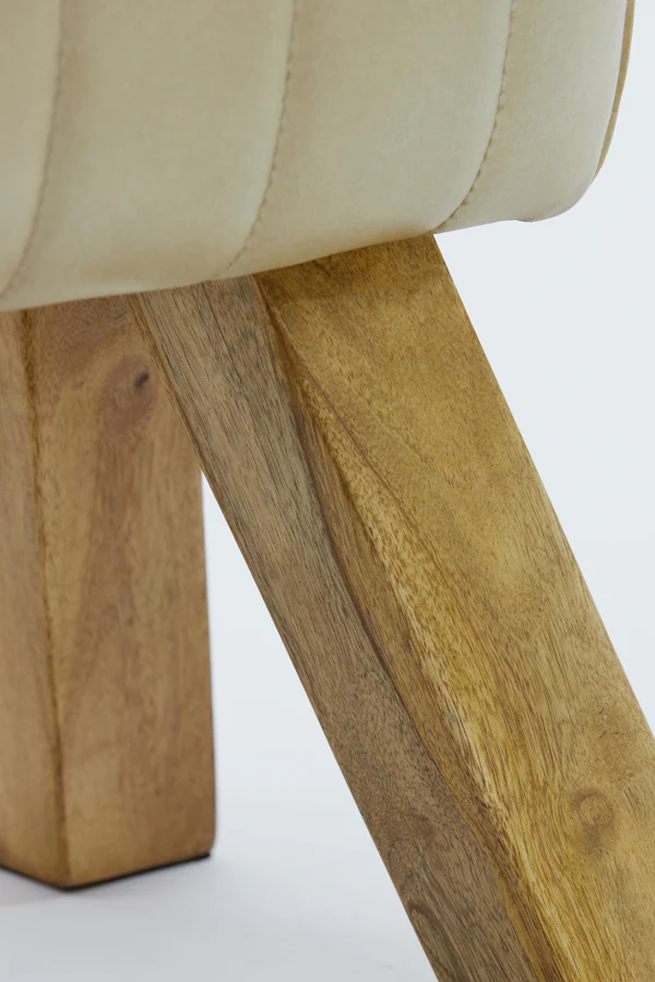Bench 90x31x46 cm RAMY leather sand+wood natural - Image 4