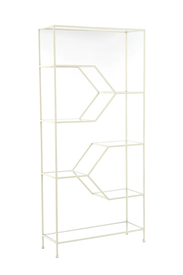 Cabinet open 100x34x214 cm AINO glass clear+cream - Image 2