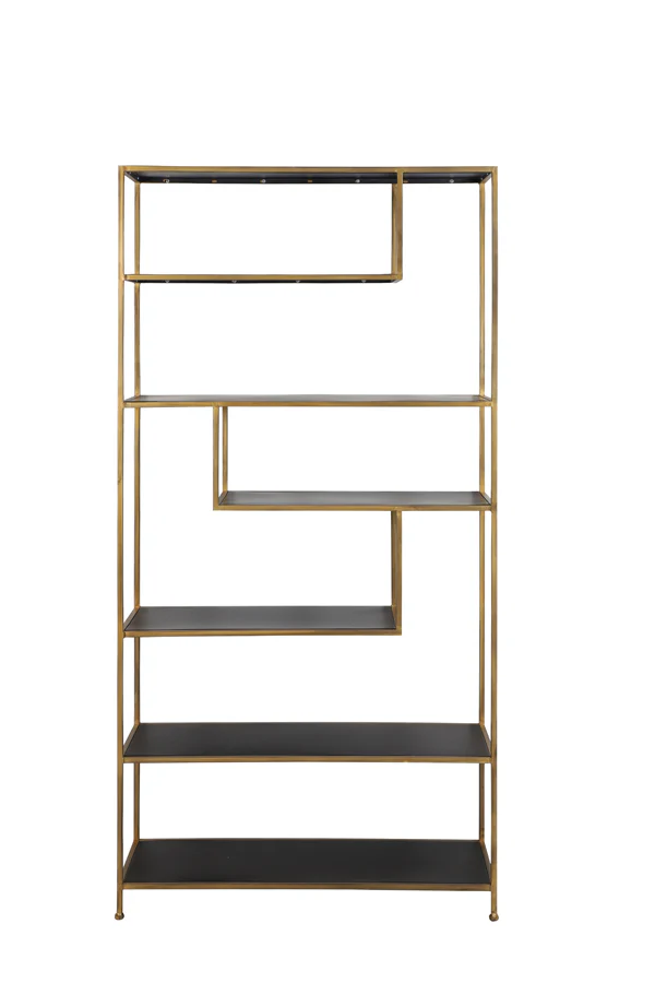 Cabinet open 100x35x203 cm YLAYA matt black-gold - Image 2