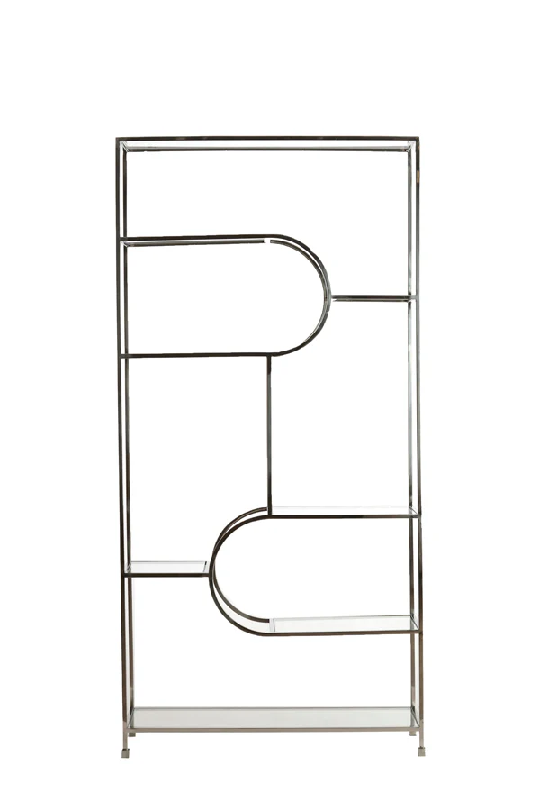 Cabinet open 100x36x206 cm LOFI nickel+glass clear