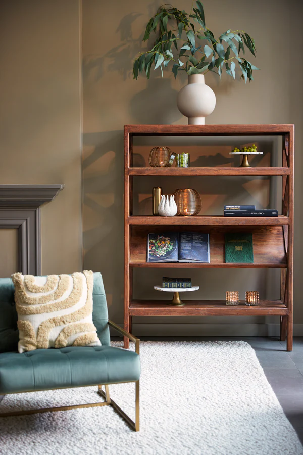 Cabinet open 120x40x160 cm YUKI acacia wood dark brown - Image 10