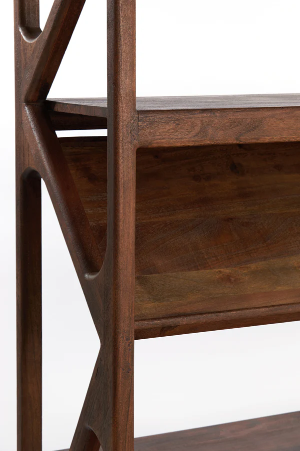 Cabinet open 120x40x160 cm YUKI acacia wood dark brown - Image 6