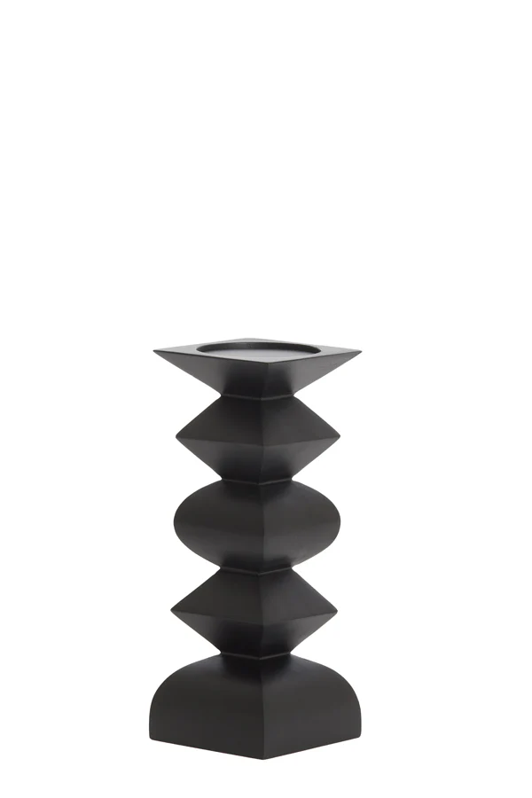 Candle holder 10,5x26 cm ALVERCA wood matt black - Image 2