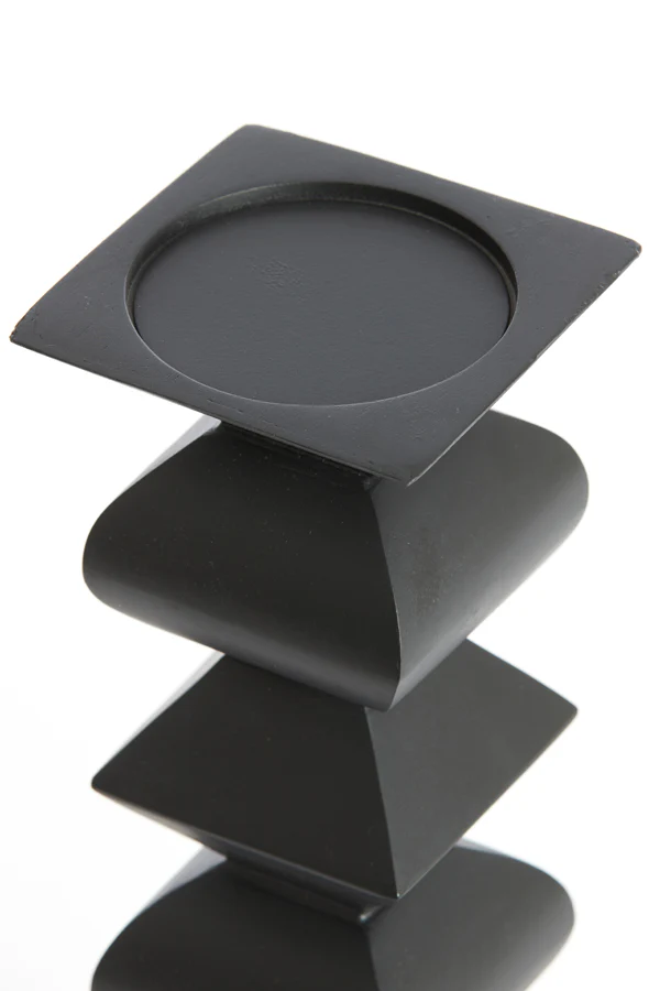Candle holder 10,5x26 cm ALVERCA wood matt black - Image 3
