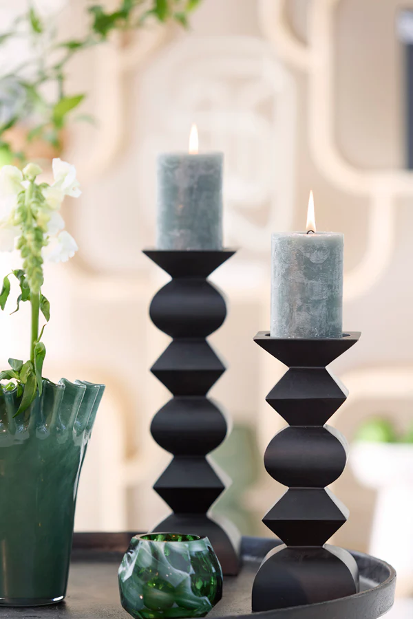 Candle holder 10,5x26 cm ALVERCA wood matt black - Image 5