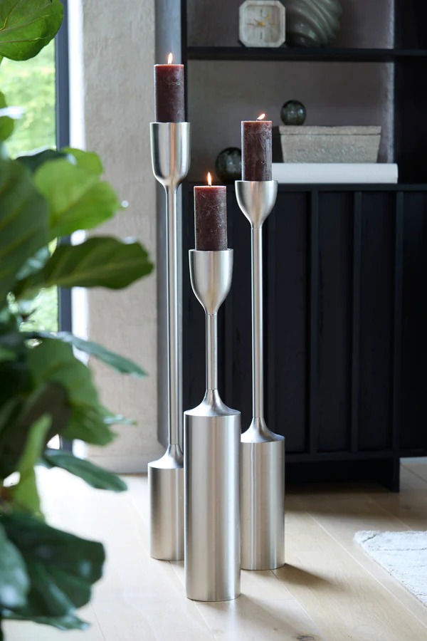 Candle holder 13x90 cm VELEZ nickel satin - Image 4