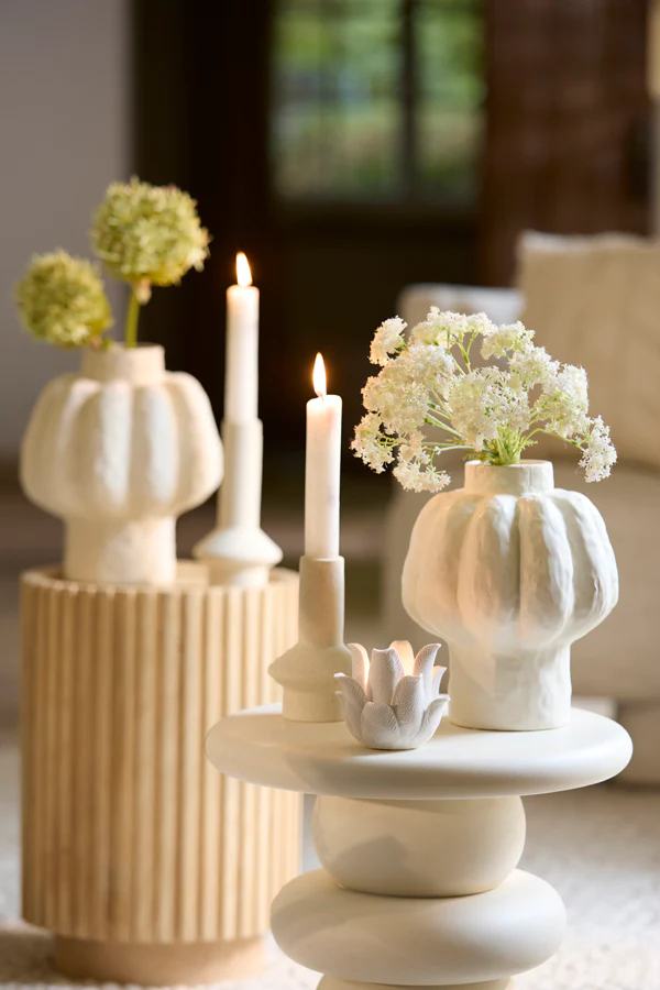 Candle stick 10x15,5 cm BURANO ceramics matt cream - Image 3