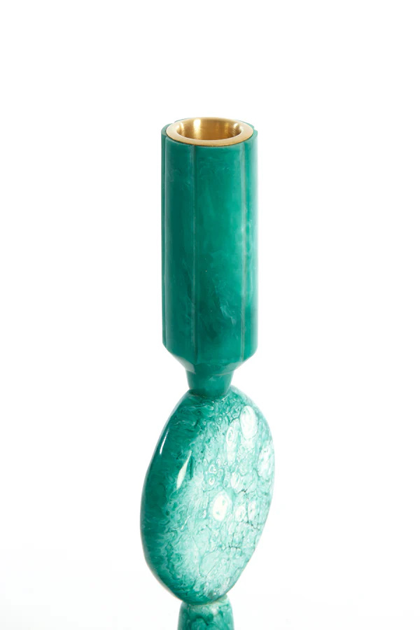 Candle stick 10x25 cm KUMOPA petrol - Image 2