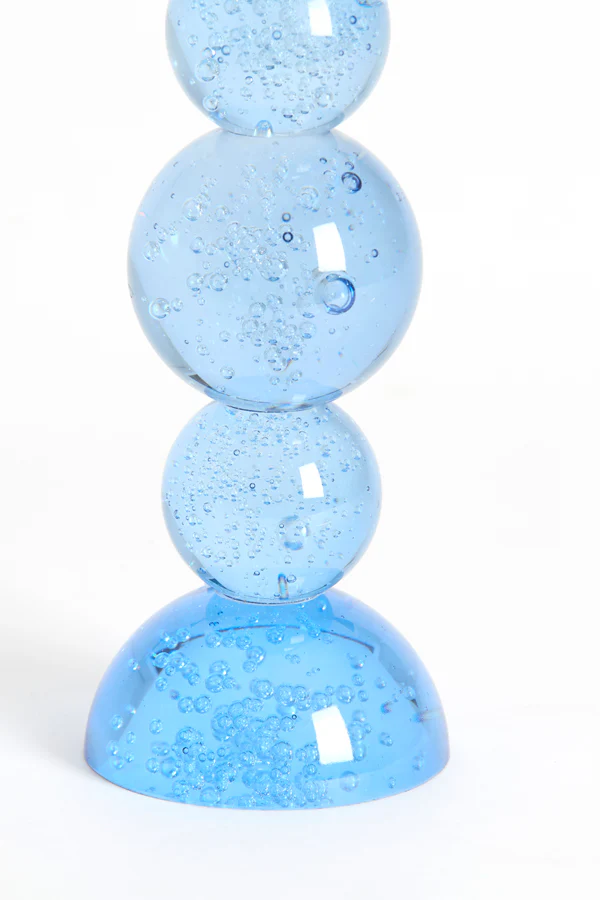 Candle stick 10x26,5 cm ITINGA glass bubble light blue - Image 3