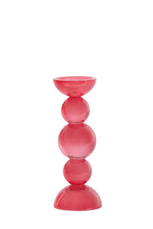 Candle stick 10x26,5 cm ITINGA glass milky coral