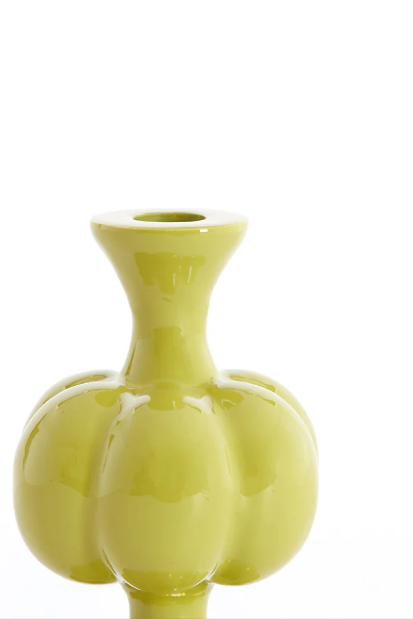 Candle stick 10x35 cm CALDAS shiny light green - Image 2