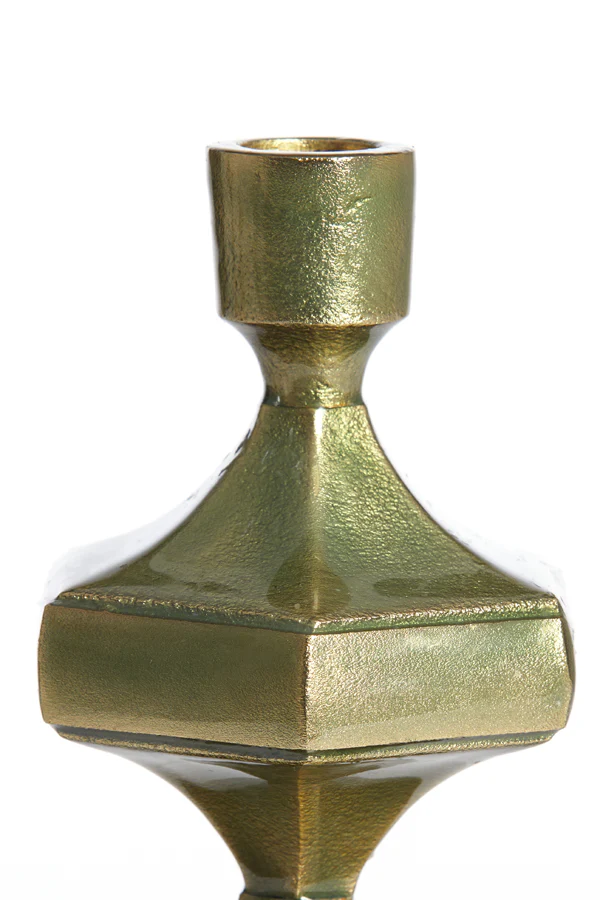 Candle stick 10x9x25 cm WAMBIRI shiny green gold - Image 2