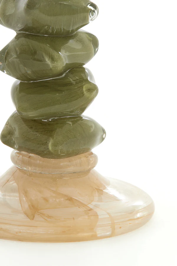 Candle stick 11,5x29,5 cm ESTINA brown+moss green - Image 3