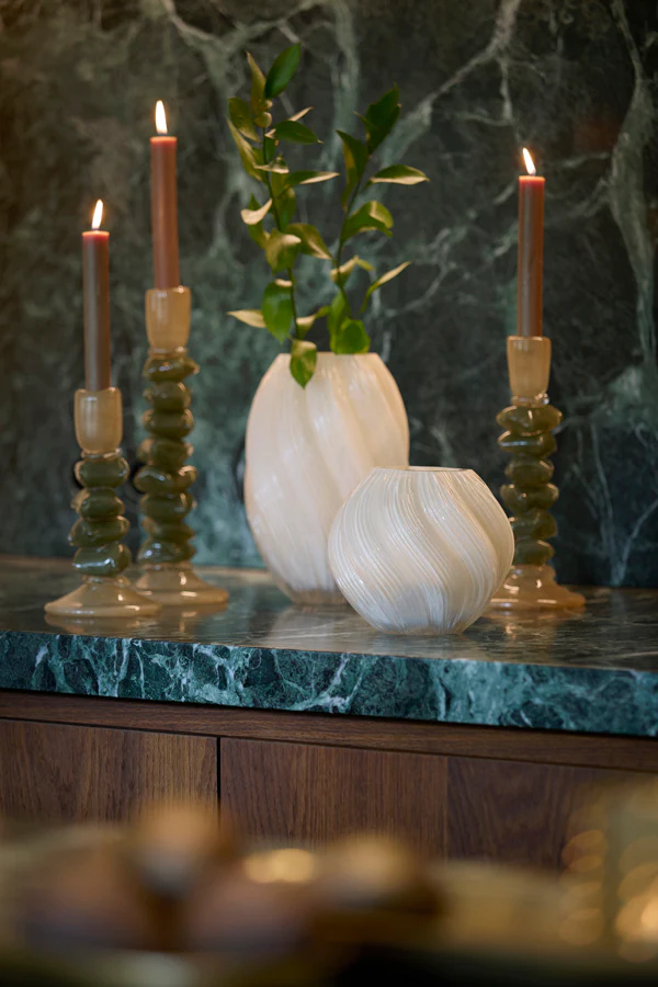 Candle stick 11,5x35 cm ESTINA brown+moss green - Image 4