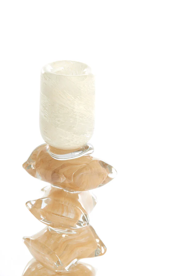Candle stick 11,5x35 cm ESTINA cream+brown - Image 2