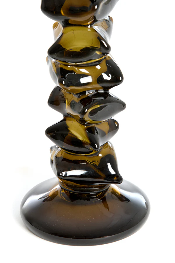 Candle stick 11x24,5 cm ESTIVA glass olive green - Image 3