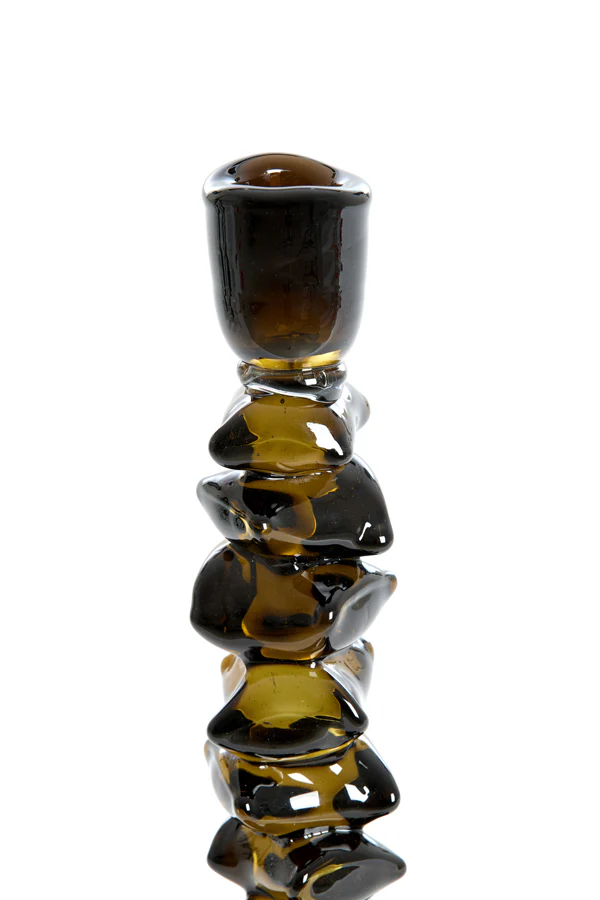 Candle stick 11x34 cm ESTIVA glass olive green - Image 2