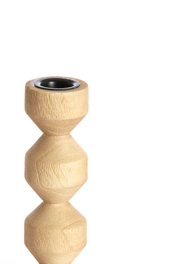Candle stick 12x25 cm DOZZA wood matt natural - Image 3