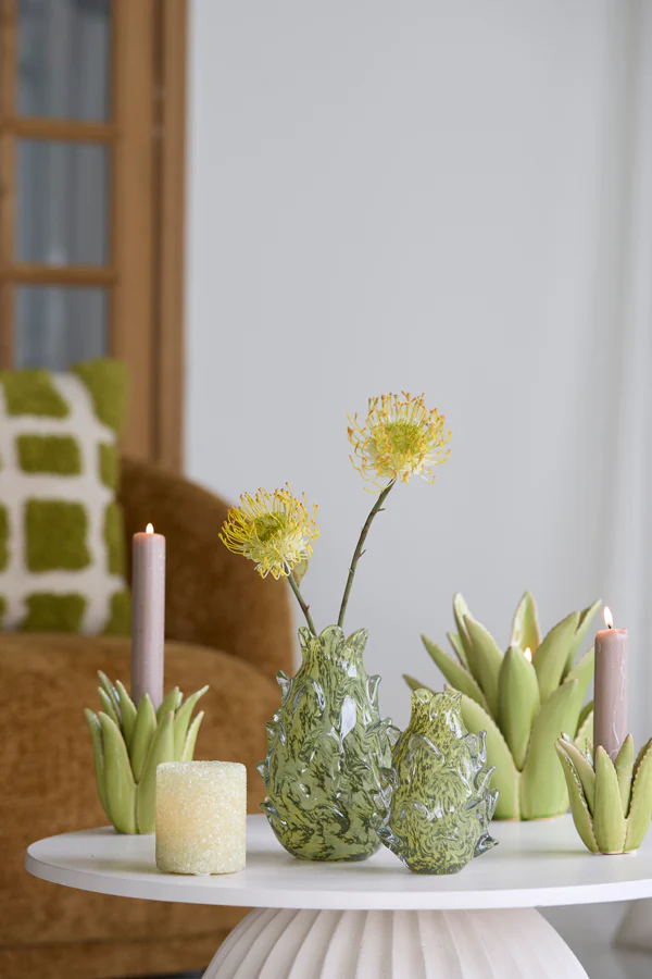 Candle stick 13x16 cm CACTUS ceramics light green - Image 3