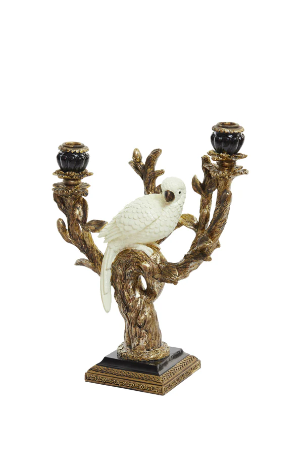 Candle stick 2L 29x12x35,5 cm NYASA antiq bronze-black-cream - Image 3