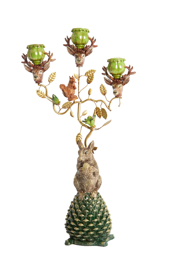 Candle stick 3L 27x15,5x50 cm MYRIN green+brown+gold