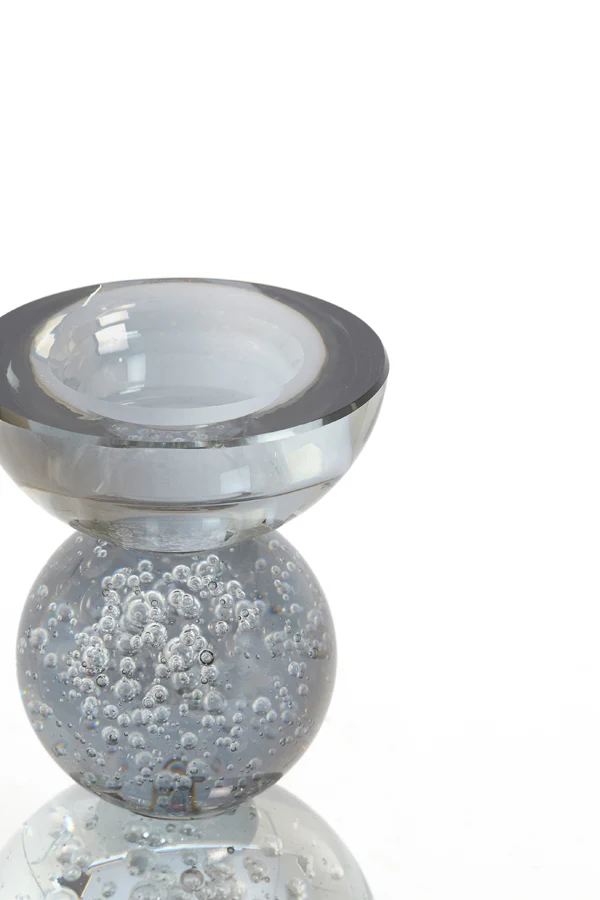 Candle stick 8x12 cm ITINGA glass bubble smoke - Image 2