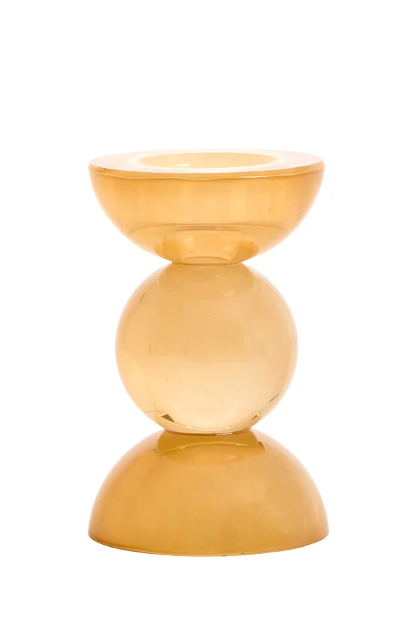 Candle stick 8x12 cm ITINGA glass milky amber