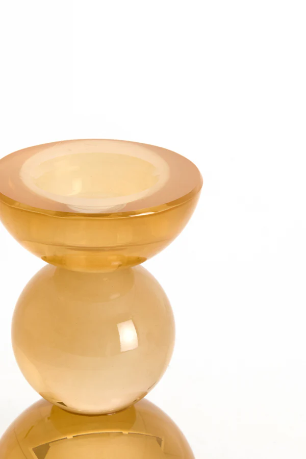 Candle stick 8x12 cm ITINGA glass milky amber - Image 2
