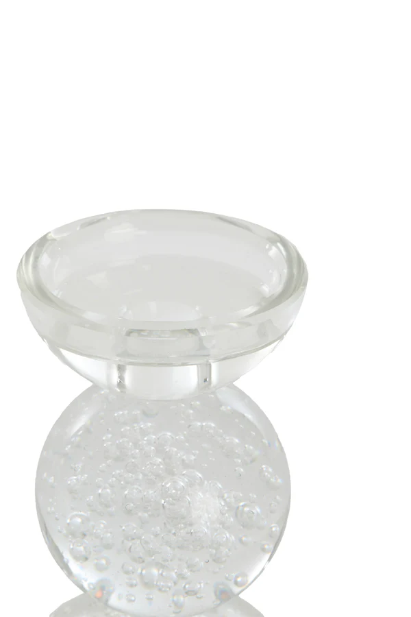 Candle stick 9,5x15,5 cm ITINGA glass bubble clear - Image 2