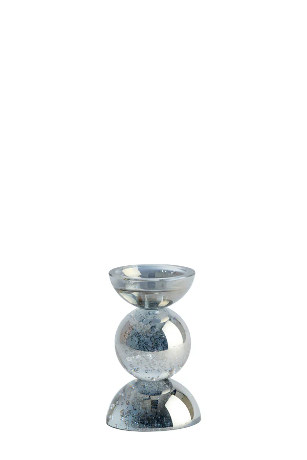 Candle stick 9,5x15,5 cm ITINGA glass bubble smoke