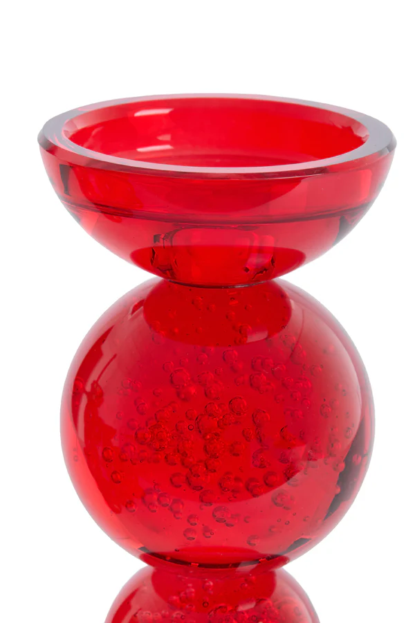 Candle stick 9,5x34 cm ITINGA glass bubble red - Image 2