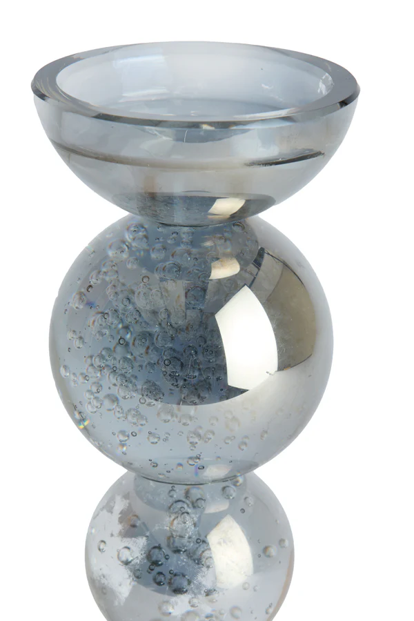 Candle stick 9,5x34 cm ITINGA glass bubble smoke - Image 2