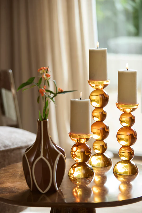 Candle stick 9,5x34 cm ITINGA glass orange - Image 3