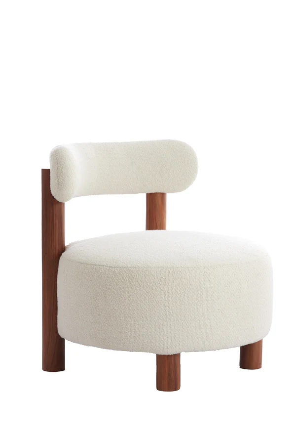 Chair 74x74 cm FERENTINO acacia wood natural+bouclé cream