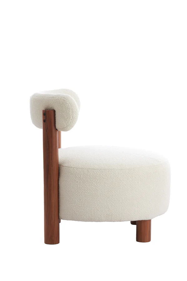 Chair 74x74 cm FERENTINO acacia wood natural+bouclé cream - Image 3