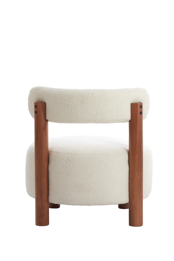 Chair 74x74 cm FERENTINO acacia wood natural+bouclé cream - Image 4