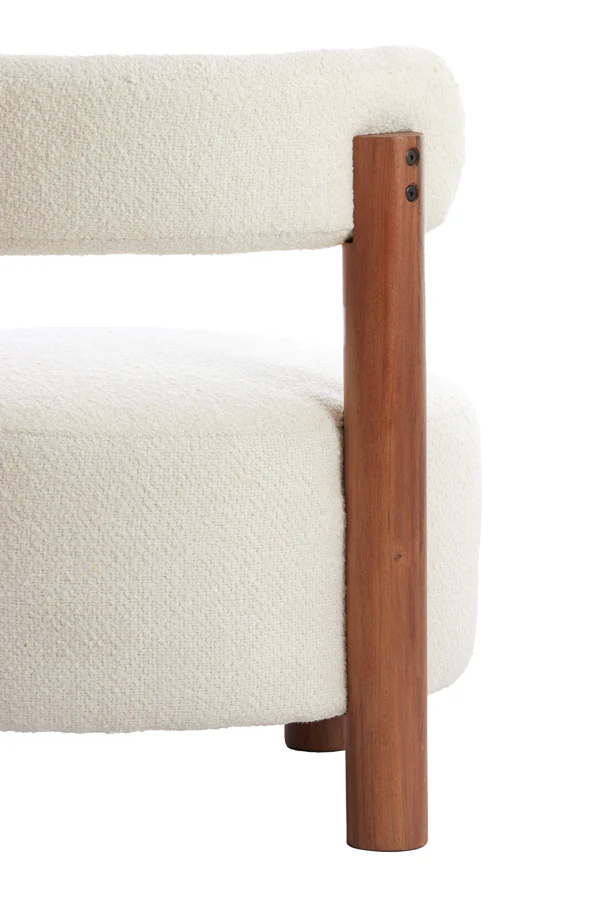 Chair 74x74 cm FERENTINO acacia wood natural+bouclé cream - Image 5