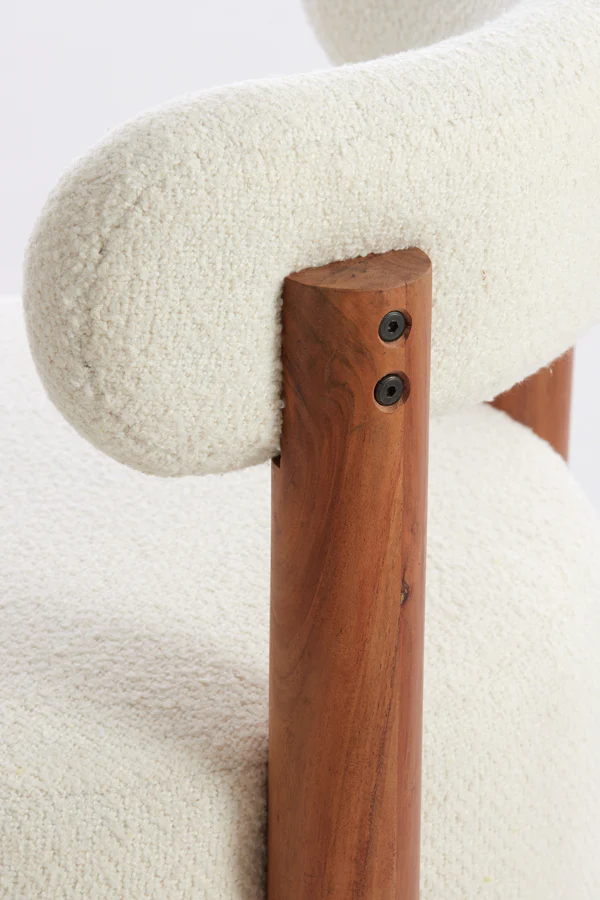 Chair 74x74 cm FERENTINO acacia wood natural+bouclé cream - Image 6