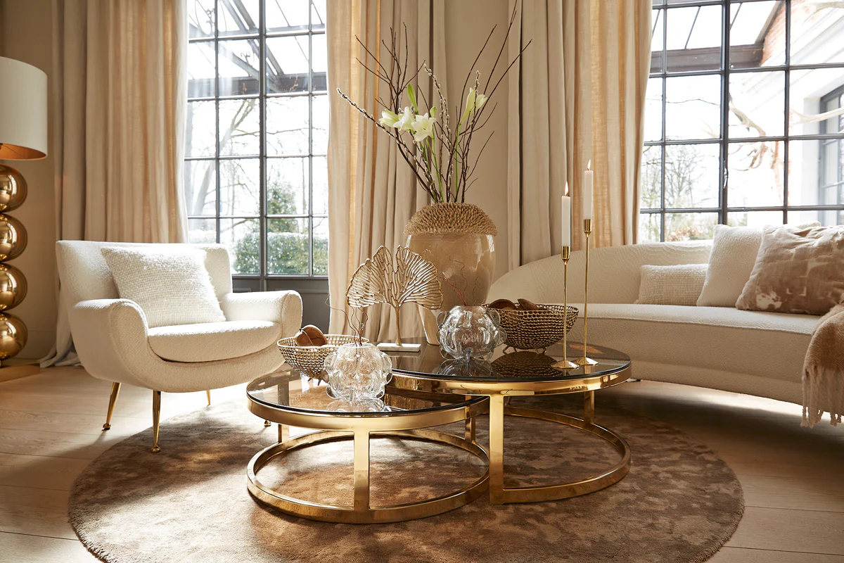 Chair 79x76x79 cm VINSTRA bouclé cream+gold - Image 11