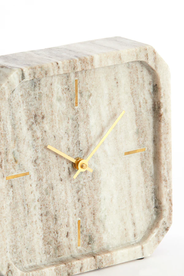 Clock 20,5x6x20,5 cm PABLIA marble sand-grey - Image 4