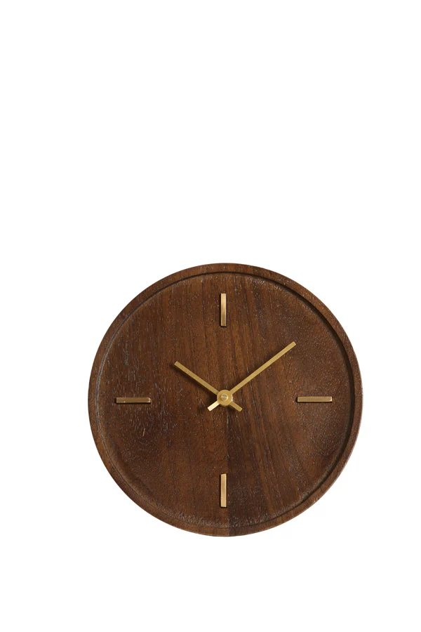 Clock 20 cm VETI mango wood brown+gold - Image 3