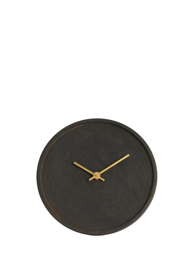 Clock 20 cm VETI mango wood dark brown+gold - Image 3