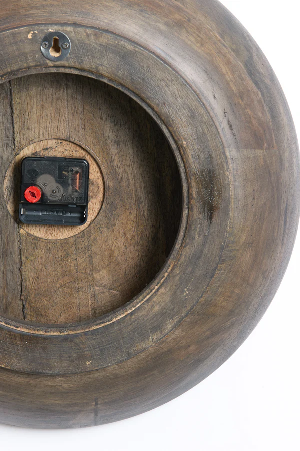 Clock 56 cm VETI mango wood dark brown+gold - Image 2