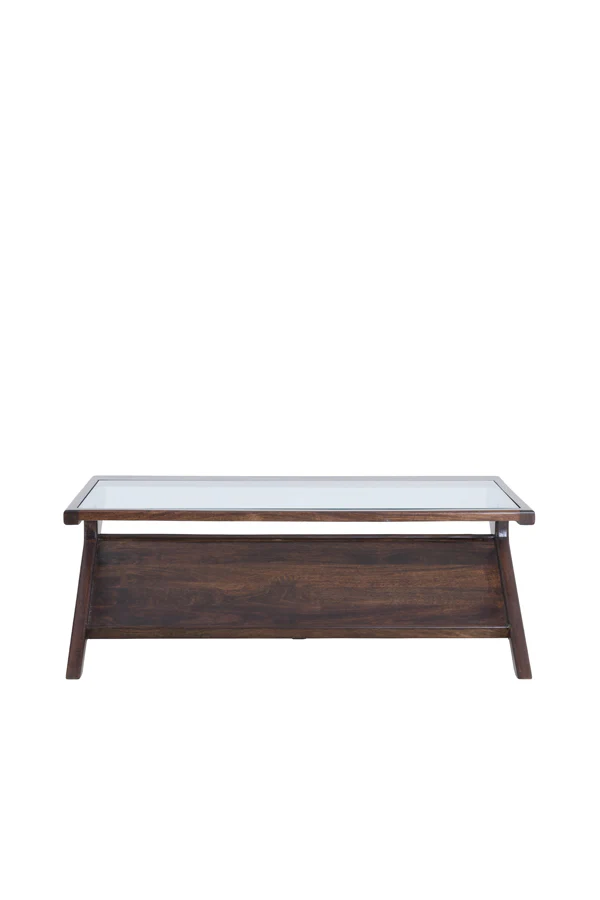 Coffee table 112x70x41 cm YUKI mango wood choco brown+glass