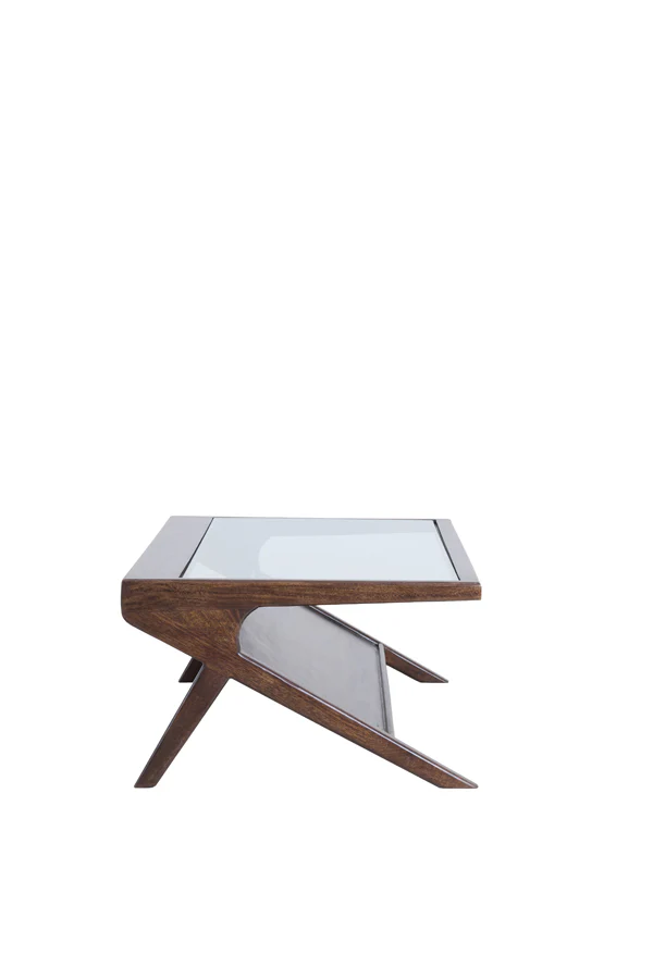 Coffee table 112x70x41 cm YUKI mango wood choco brown+glass - Image 5